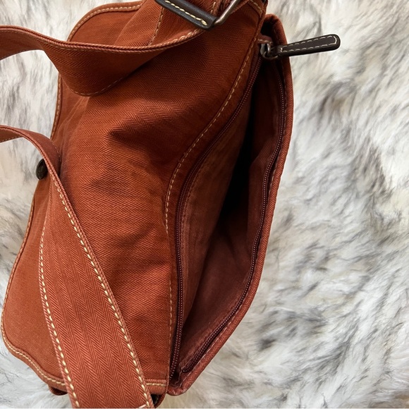 Fossil Canvas Brown Crossbody Shoulder Messenger Bag - Picture 5 of 14
